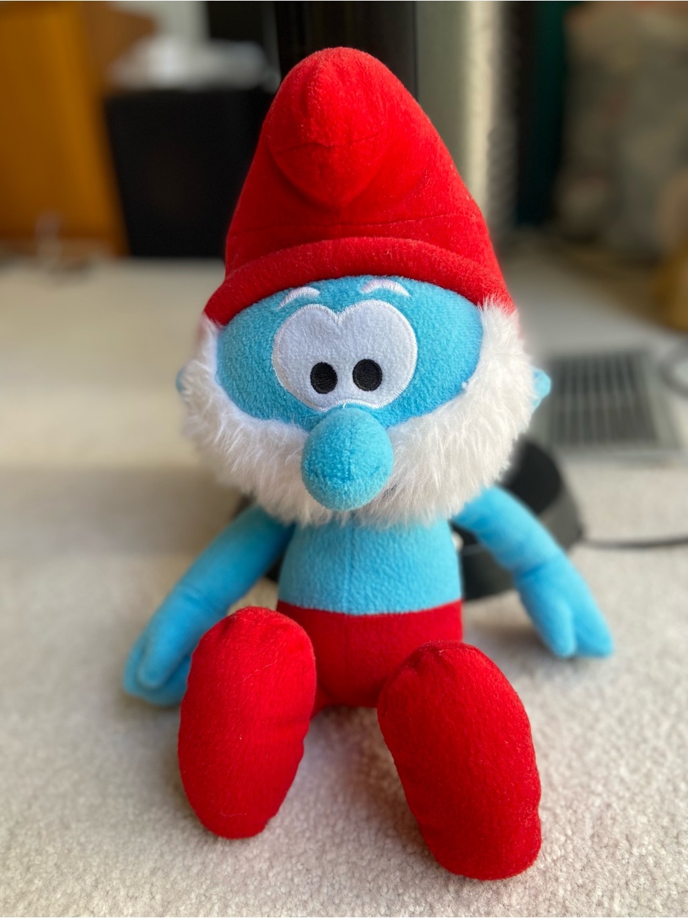 Blue & Red Plush Smurf-Inspired Doll - Soft Kids Toy